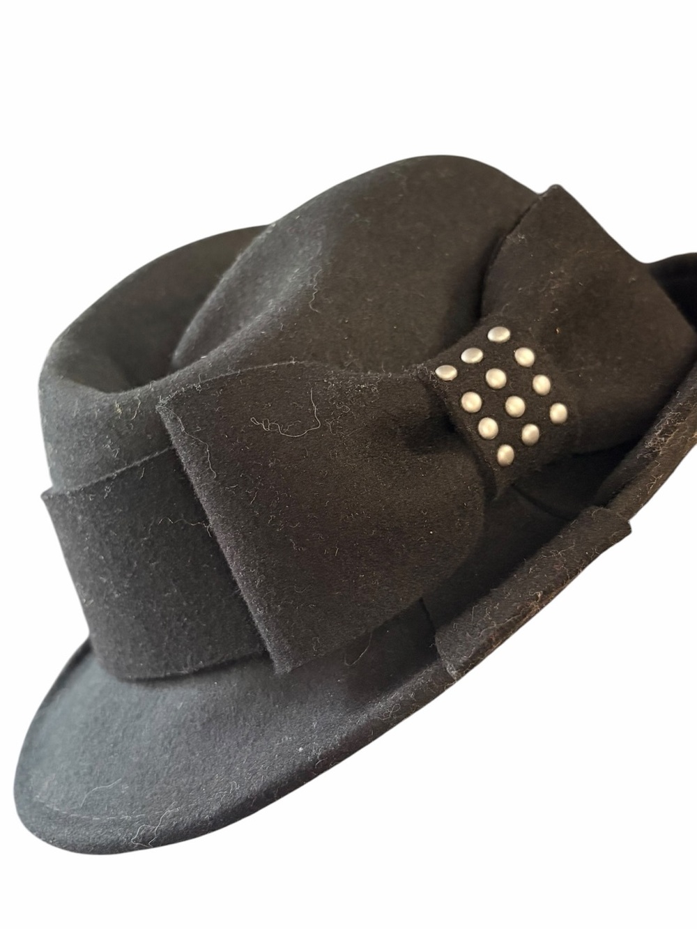 John Callanan 100 Wool‎ Bucket Hat with velvet band bow Black